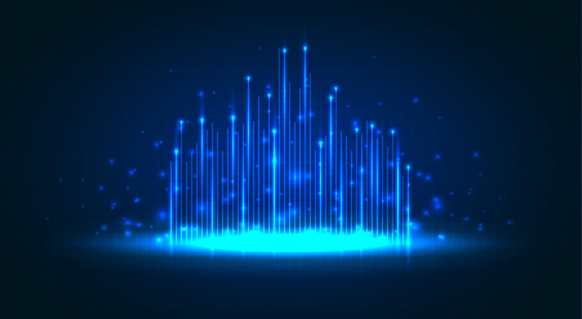 Blaue Lichtstrahlen auf dunklem Hintergrund