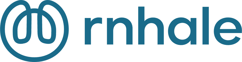 Logo von rnhale mit stilisierter Lunge, alles in mitteldunklem Graublau